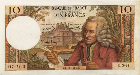 France 10 Francs Voltaire - 02-11-1967 Série E.364 - TTB