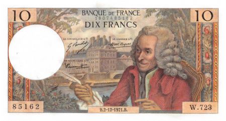France 10 Francs Voltaire - 02-12-1971 Série W.723 - SPL