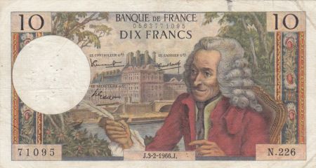 France 10 Francs Voltaire - 03-02-1966 Série N.226 - TB+