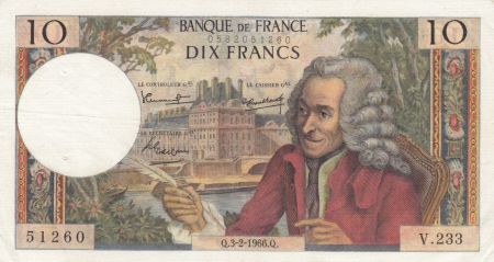France 10 Francs Voltaire - 03-02-1966 Série V.233 - TTB