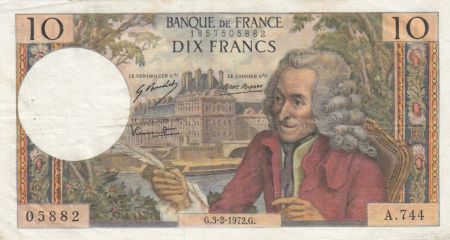 France 10 Francs Voltaire - 03-02-1972 Série A.744 - PTTB