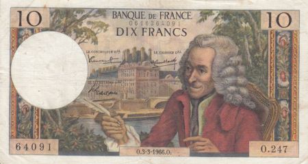 France 10 Francs Voltaire - 03-03-1966 Série O.247 - PTTB