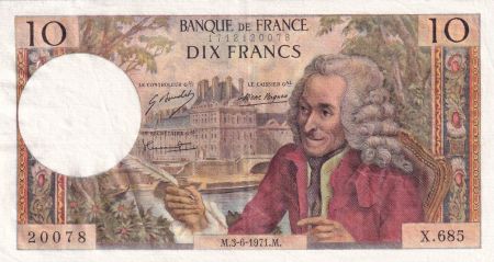 France 10 Francs Voltaire - 03-06-1971 - Série X.685 - TTB+