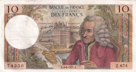 France 10 Francs Voltaire - 03-06-1971 - Série Z.674 - TTB