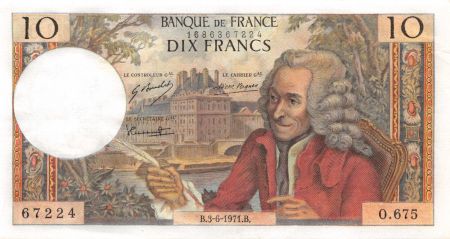 France 10 Francs Voltaire - 03-06-1971 Série O.675 - SUP