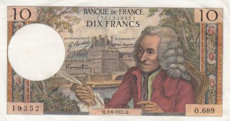 France 10 Francs Voltaire - 03-06-1971 Série O.689