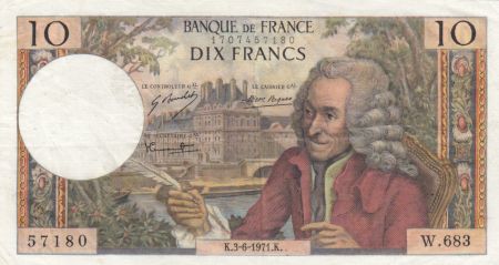 France 10 Francs Voltaire - 03-06-1971 Série W.683 - PTTB