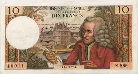 France 10 Francs Voltaire - 04-01-1973 Série N.869 - TTB