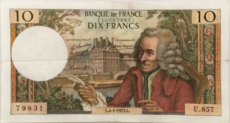 France 10 Francs Voltaire - 04-01-1973 Série U.857 - TTB+
