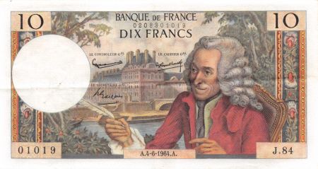 France 10 Francs Voltaire - 04-06-1964 Série J.84 - TTB