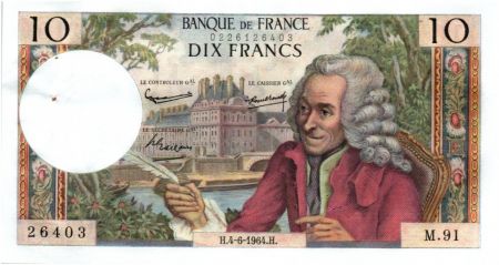 France 10 Francs Voltaire - 04-06-1964 Série M.91