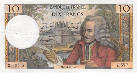 France 10 Francs Voltaire - 05-03-1970 Série Z.577 - TTB