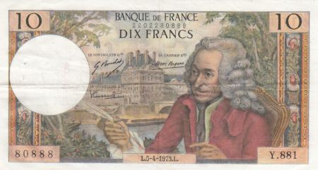 France 10 Francs Voltaire - 05-04-1973 Série Y.881 - TTB