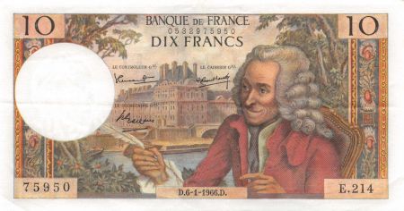 France 10 Francs Voltaire - 06-01-1966 Série E.214 - SUP