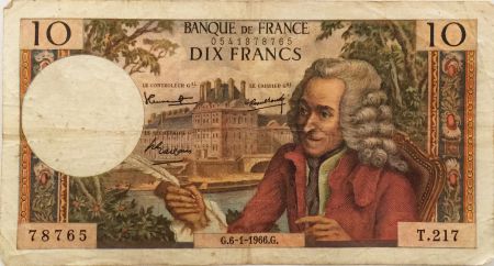 France 10 Francs Voltaire - 06-01-1966 Série T.217 - TB