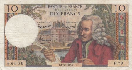 France 10 Francs Voltaire - 06-02-1964 Série P.73 - TB+