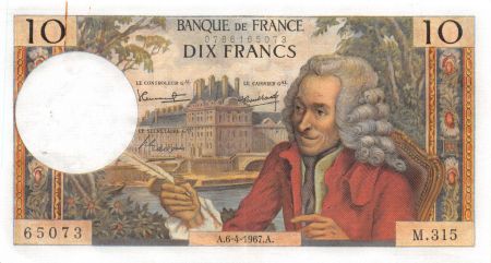 France 10 Francs Voltaire - 06-04-1967 Série M.315 - TTB