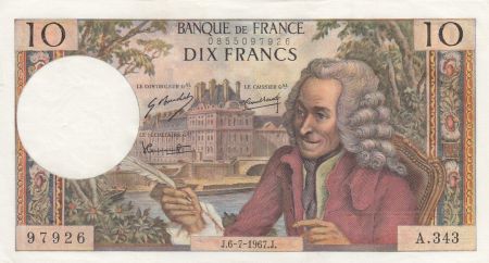 France 10 Francs Voltaire - 06-07-1967 - Série A.343