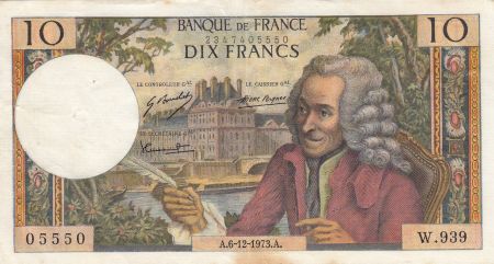 France 10 Francs Voltaire - 06-12-1973 Série W.939