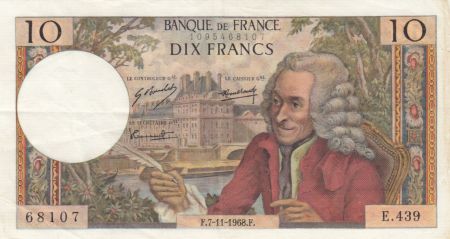 France 10 Francs Voltaire - 07-01-1968 Série E.439 - TTB