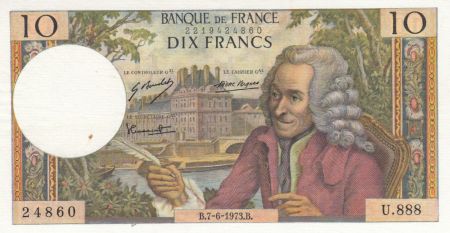 France 10 Francs Voltaire - 07-06-1973 Série U.888 - SUP