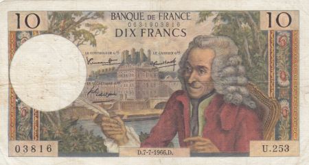 France 10 Francs Voltaire - 07-07-1966 Série U.253 - TB+