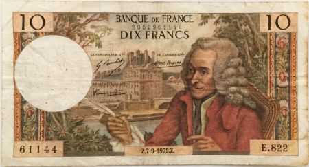 France 10 Francs Voltaire - 07-09-1972 Série E.822 - TB