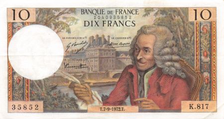 France 10 Francs Voltaire - 07-09-1972 Série K.817 - TTB+