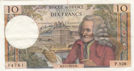France 10 Francs Voltaire - 08-11-1973 - Série P.296