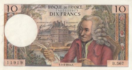 France 10 Francs Voltaire - B.567 - 05-03-1970
