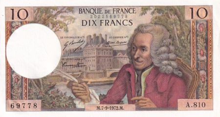 France 10 Francs Voltaire -07-09-1972 Série A.810 - SPL