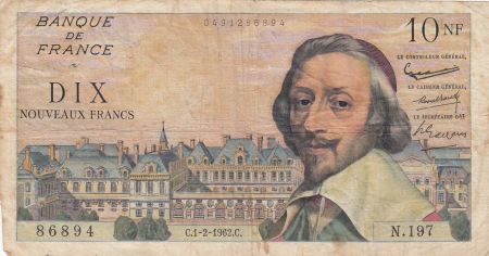 France 10 Nouveaux Francs Richelieu - 01-02-1962 - Série N.197