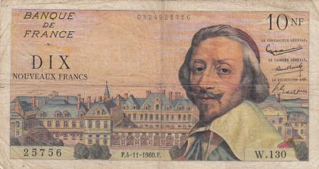 France 10 Nouveaux Francs Richelieu - 04-11-1960 - Série W.130