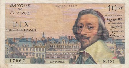 France 10 Nouveaux Francs Richelieu - 06-04-1961 - Série N.181