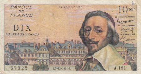 France 10 Nouveaux Francs Richelieu - 07-12-1961 - Série J.191