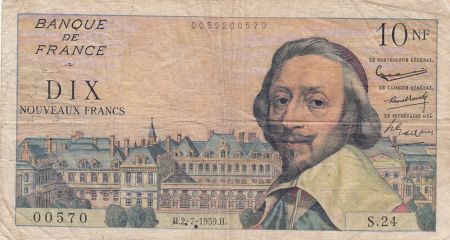 France 10 Nouveaux Francs Richelieu -02-07-1959 - Série S.24