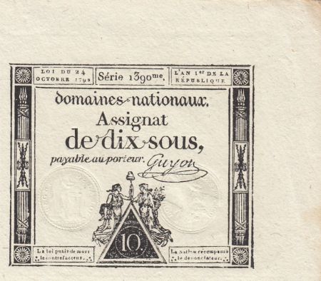 France 10 Sous Femmes, bonnet frigien (24-10-1792) - Sign. Guyon