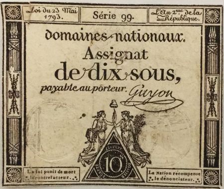 France 10 Sous Femmes, bonnet phrygien (23-05-1793) - Sign. Guyon - PTB
