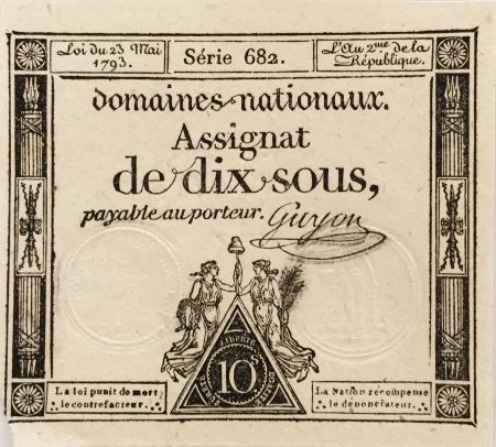 France 10 Sous Femmes, bonnet phygien (23-05-1793) - Sign. Guyon - Série 682 - TTB+