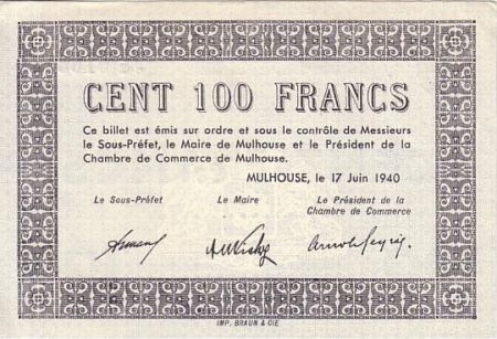 France 100 F , Mulhouse Chambre de Commerce, série C