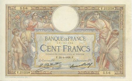 France 100 F Luc Olivier Merson - Grands Cartouches - 1928