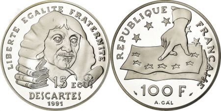 France 100 Francs  - 15 Ecus - Argent Descartes - 1991