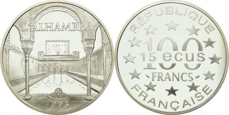 France 100 Francs - 15 Euros  - Alhambra - 1995 - Argent - sans certificat