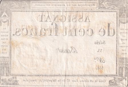 France 100 Francs - 18 Nivose An III - (07.01.1795) - Sign. Benoit - L.173