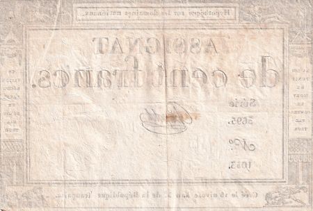 France 100 Francs - 18 Nivose An III - (07.01.1795) - Sign. Chapotot - L.173