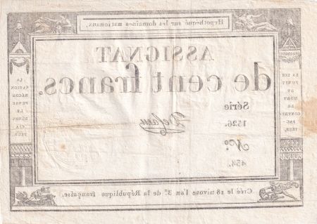 France 100 Francs - 18 Nivose An III - (07.01.1795) - Sign. De Caen - Série 1526 - L.173