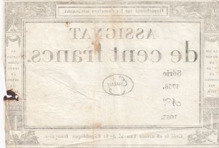 France 100 Francs - 18 Nivose An III - (07.01.1795) - Sign. Emery - L.173 - Série 1738