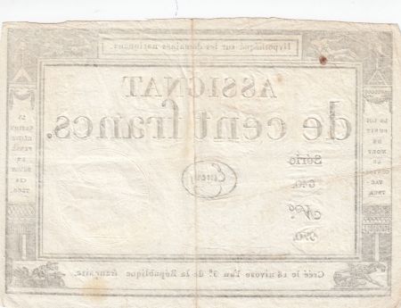 France 100 Francs - 18 Nivose An III - (07.01.1795) - Sign. Emery - L.173 - Série 640