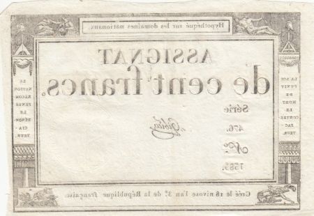France 100 Francs - 18 Nivose An III - (07.01.1795) - Sign. Gibier - Série 476
