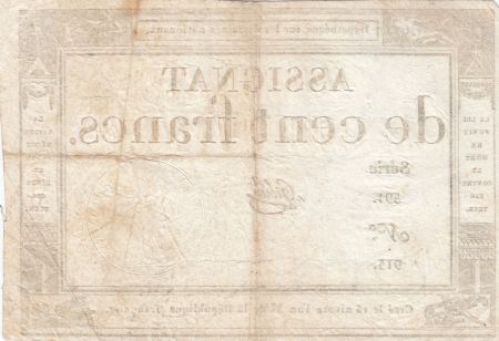 France 100 Francs - 18 Nivose An III - (07.01.1795) - Sign. Gibier - Série 591
